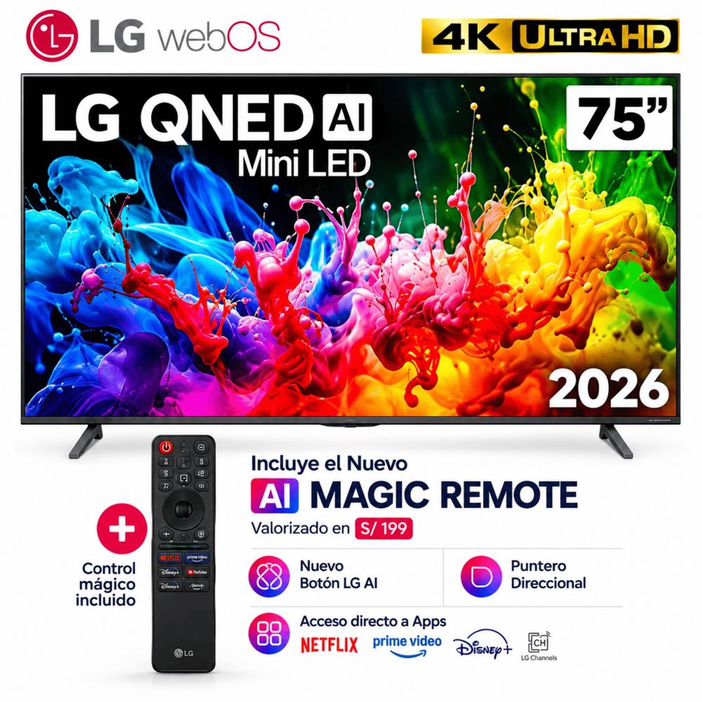 Televisor LG 75 4K UHD QNED MiniLED Negro  75QNED65BSA 2026