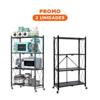 Pack2 Elemento Plegable de Metal con 4 Niveles Negro para Almacenaje en Casa