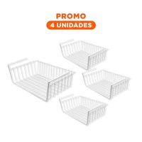 Pack4 Bandeja de Almacenaje Metalica Blanco 29x20x27cm para Espacios Utiles YRegalo Sticker
