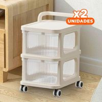 Pack2 Modulo Moderno Cerrado con Cajones de 2 Niveles con Asa Beige Claro Sala YPapel Regalo
