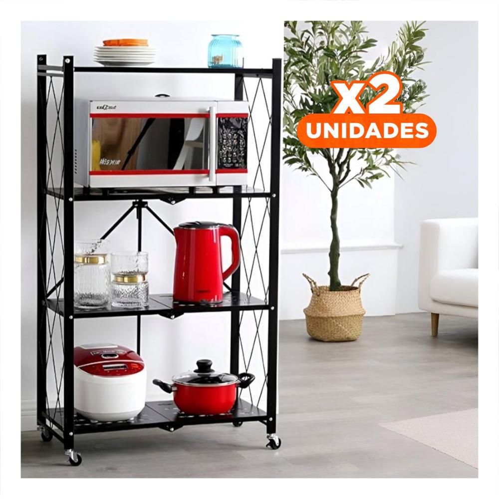 Pack2 Complemento Plegable de Metal con 4 Niveles Negro para Uso en el Hogar YRegalo Sticker