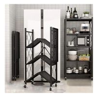Rack Plegable de Metal con 4 Niveles Negro para Espacios Reducidos del Hogar YSticky