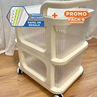 Pack6 Unidad Compacta Cerrada con Cajones de 2 Niveles con Asa Beige Claro Hogar YPapel Regalo