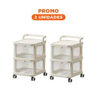 Pack2 Modulo Practico Cerrado con Cajones de 2 Niveles con Asa Beige Claro Casa