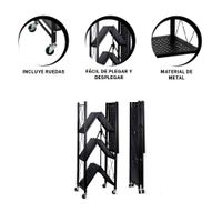 Mueble Plegable de Metal con 4 Niveles Negro para Uso Diario en Casa YLigas Regalo
