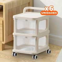 Pack6 Unidad Moderna Cerrada con Cajones de 2 Niveles con Asa Beige Claro Sala