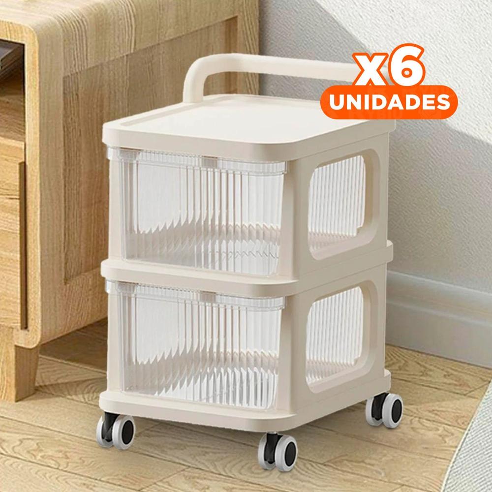 Pack6 Unidad Moderna Cerrada con Cajones de 2 Niveles con Asa Beige Claro Sala
