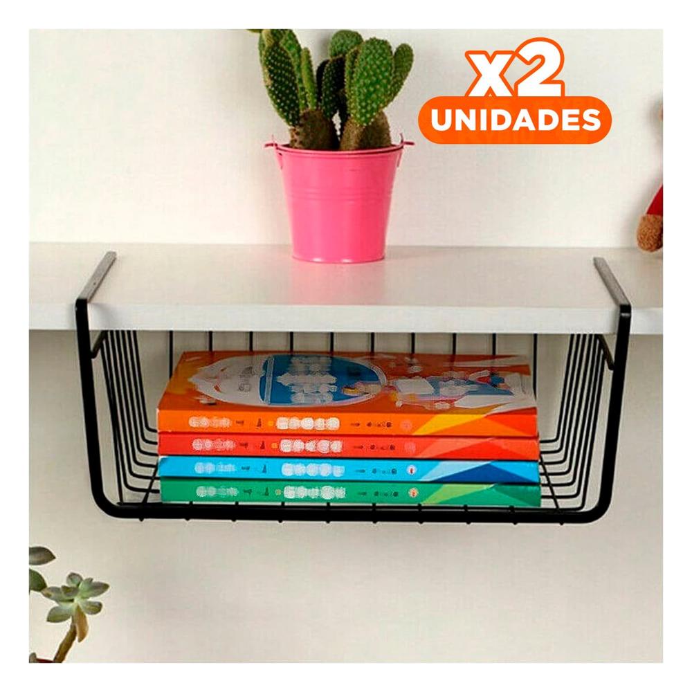 Pack2 Estructura Aerea Metalica Negro 29x20x27cm para Optimizar Espacio YPapel Regalo