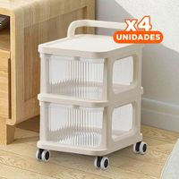 Pack4 Unidad Auxiliar Cerrada con Cajones de 2 Niveles con Asa Beige Claro Hogar YPapel Regalo