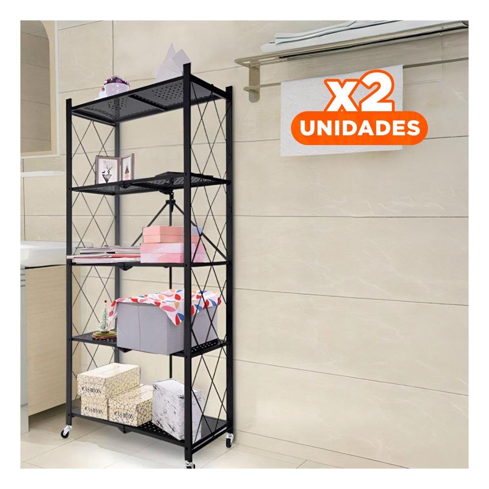 Pack2 Modulo metalico plegable 5 Niveles Negro para uso diario en hogar YPapel Regalo