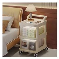 Carro Compacto Cerrado con Cajones de 2 Niveles con Asa Beige Claro Hogar YSticky