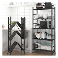 Soporte Plegable de Metal con 4 Niveles Negro para Cocina Sala y Hogar YPapel Regalo