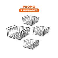 Pack4 Bandeja de Almacenaje Metalica Negro 29x20x27cm para Espacios Utiles YRegalo Sticker
