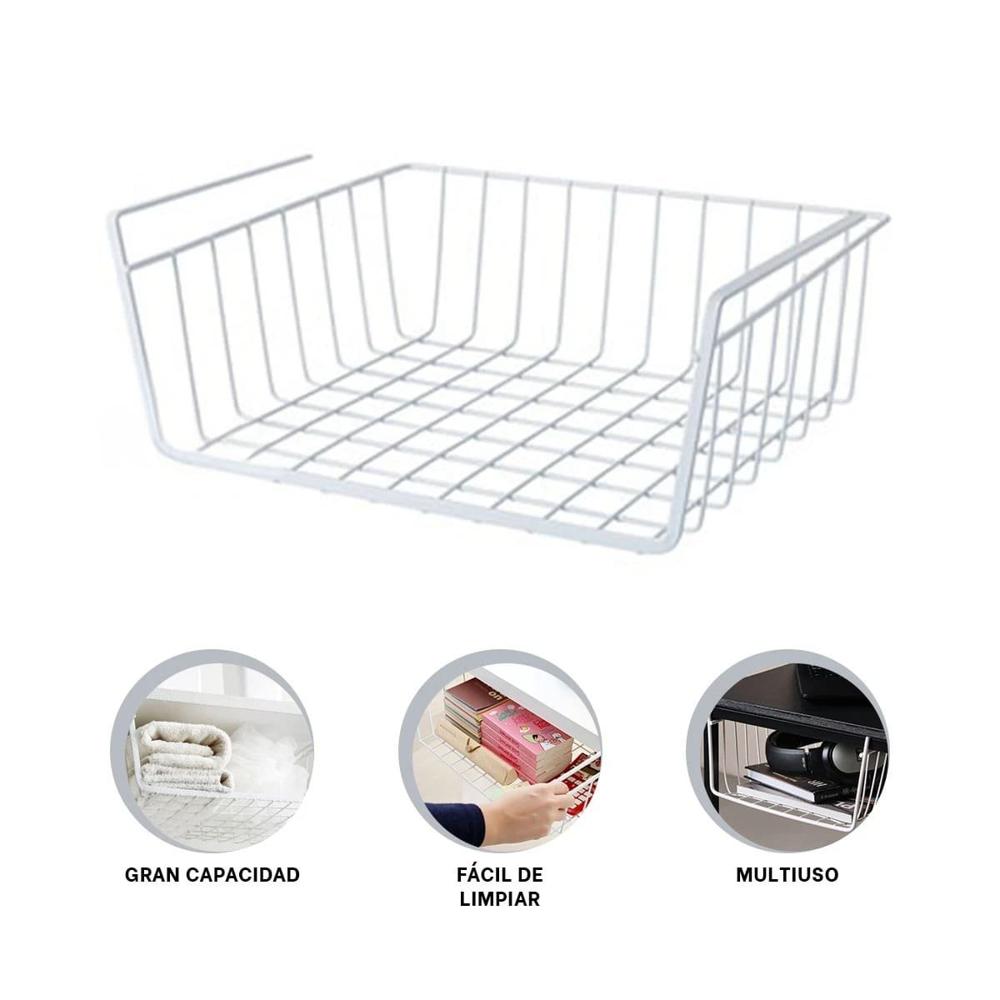 Canasta Aerea Metalica Blanco 29x20x27cm para Optimizar Espacio en Casa YLigas Regalo