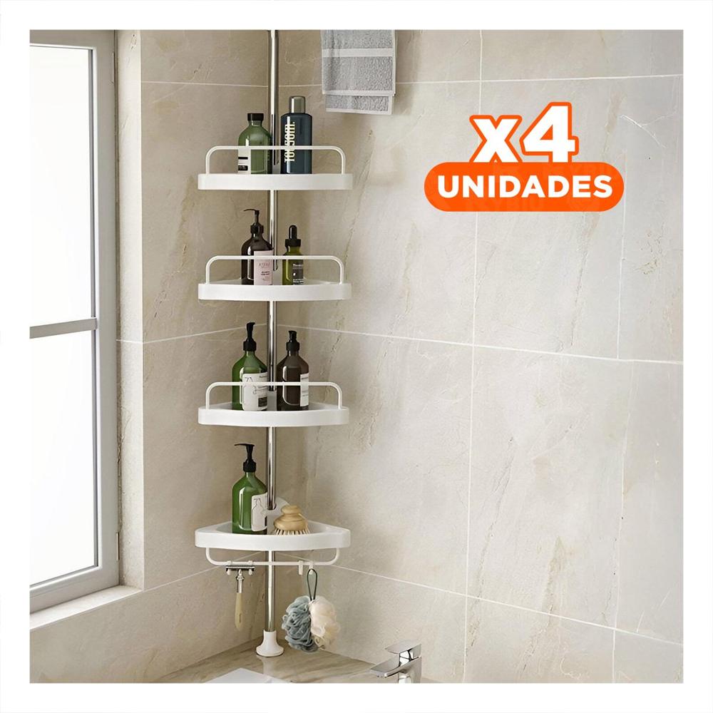 Pack4 Solucion Vertical de Ducha Blanco para Hogar con Espacio Util