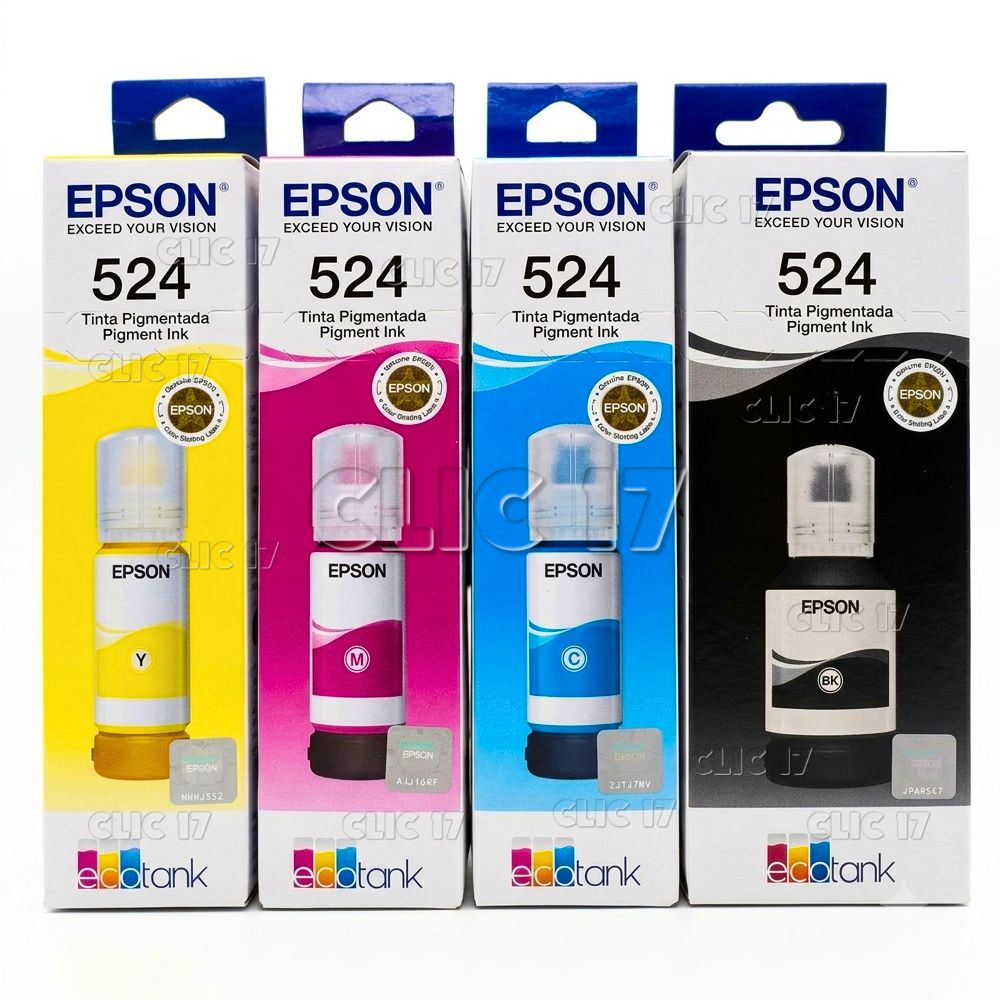 Pack Tinta Epson 524 Cyan, Magenta, Amarillo, Negro Original