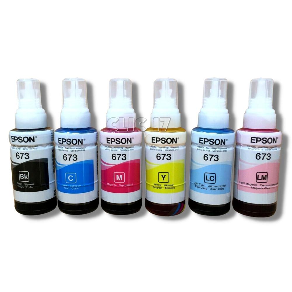 Pack Tinta Epson 673 Cyan, Cyan Claro, Magenta, Magenta Claro, Amarillo, Negro Original