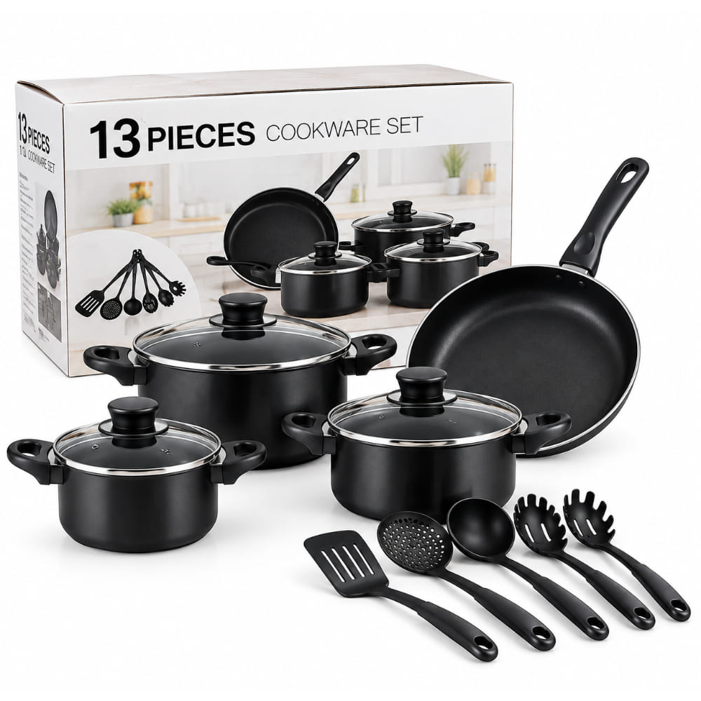 Set 13 Piezas de Ollas + Cucharones Multifuncional Cocina Utensilios Hogar 67693