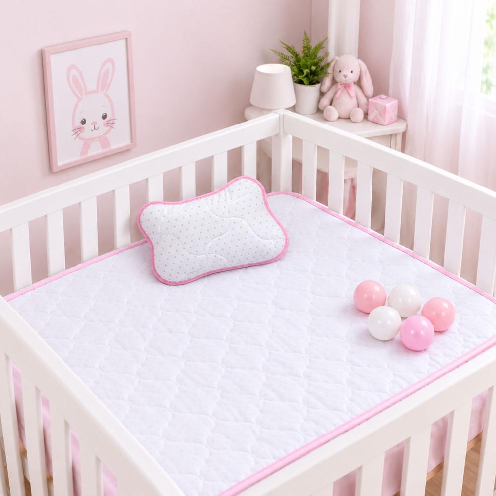 Colchón Rosado para cuna bebe con Almohada  - 05 Pelotitas