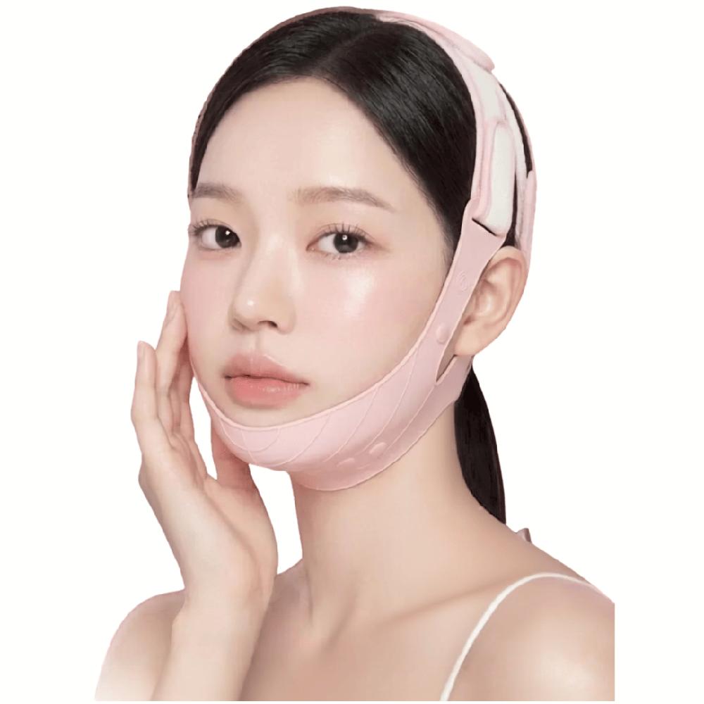 Faja Facial Mentonera GENÉRICO Silicona Acupresión Rosa