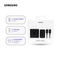 Cargador Samsung 60W Super Carga Rápida Original USB-C Negro con Cable