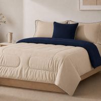 Edredón 150 Hilos Microfibra Damasco / Beige Azul Marino Arlin