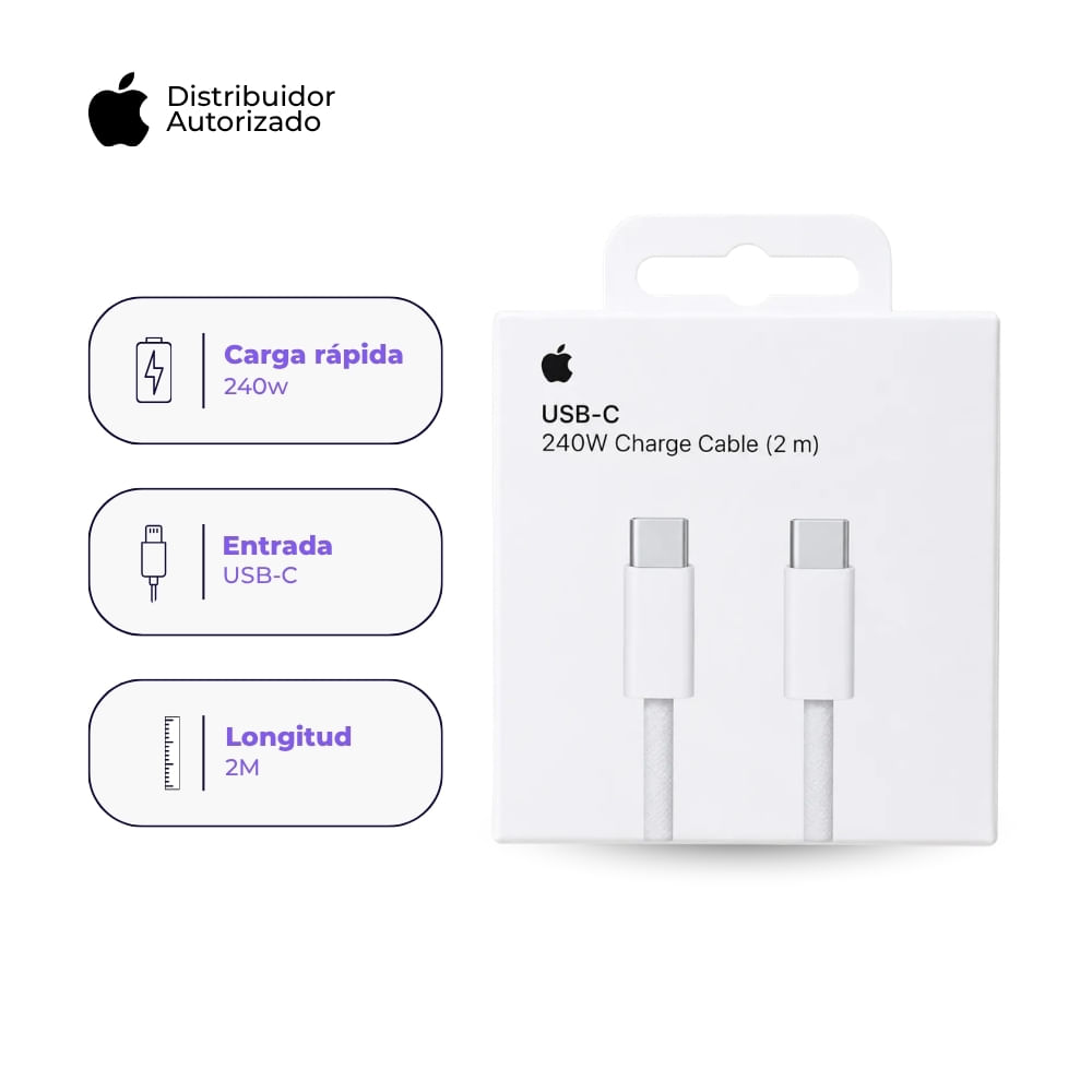 Cable Apple USB-C a USB-C 240W 2m Carga Rápida Blanco