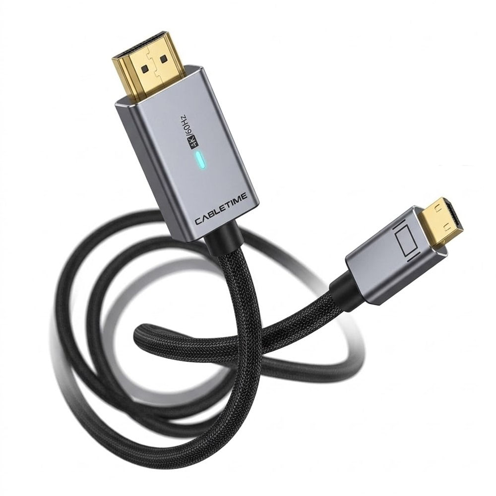 Cable Mini DisplayPort a HDMI CABLETIME 1.8m 4K 60Hz LED Indicador Nylon Trenzado CD45K
