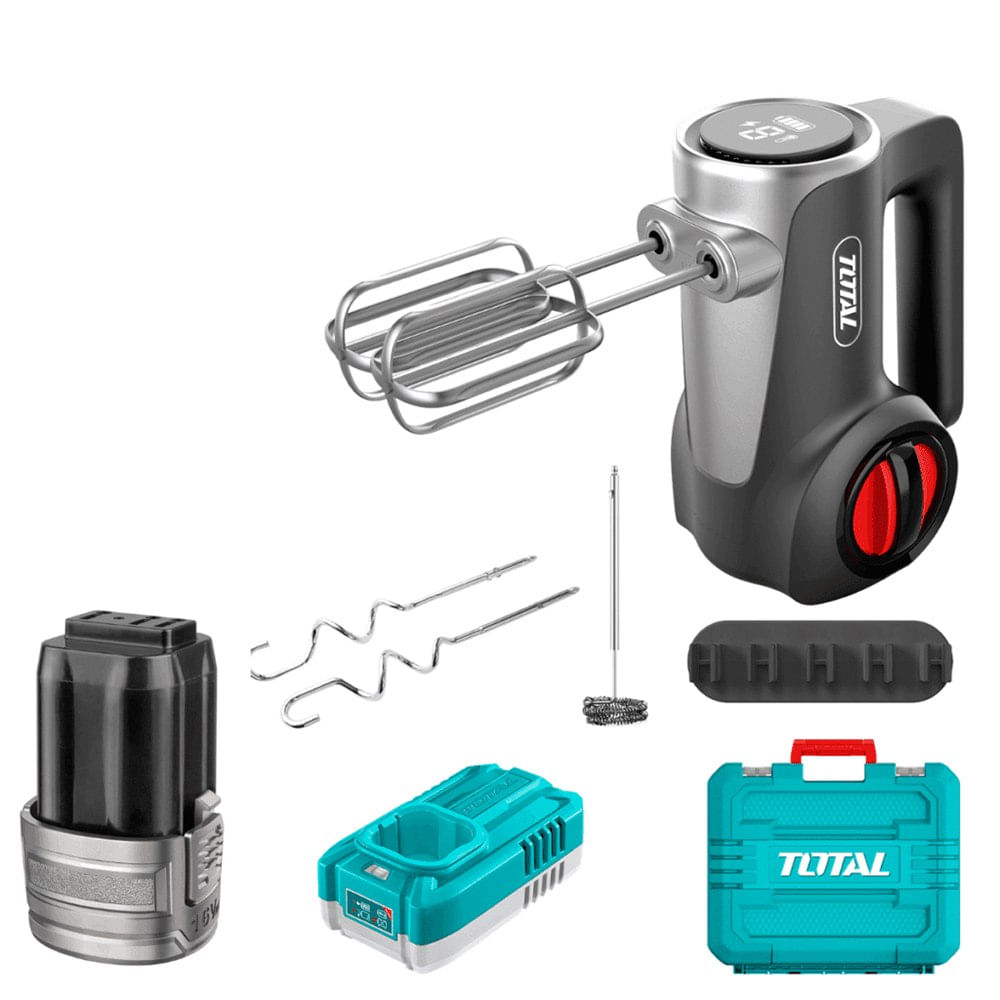 Set de Batidora Inalámbrica 16V TOTAL 7 Velocidades Pantalla LED Batería 2.0Ah M16 TMK023K
