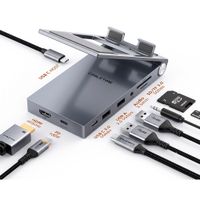 Hub USB-C 8 en 1 y Soporte Plegable CABLETIME 4K 60Hz PD 100W SD-TF 3.5mm Aluminio Switch CB04G