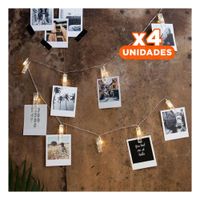 Pack4 Hogar Led Con 20 Clips Para Fotos 3 Metros Para Habitacion Y Sala
