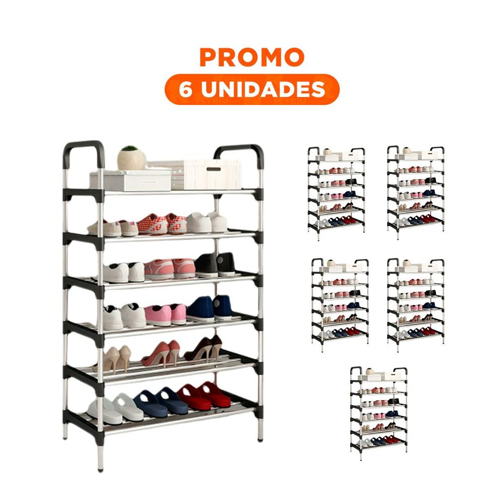 Pack6 PortaZapatos Multi Nivel para Dormitorio y Uso Familiar Negro