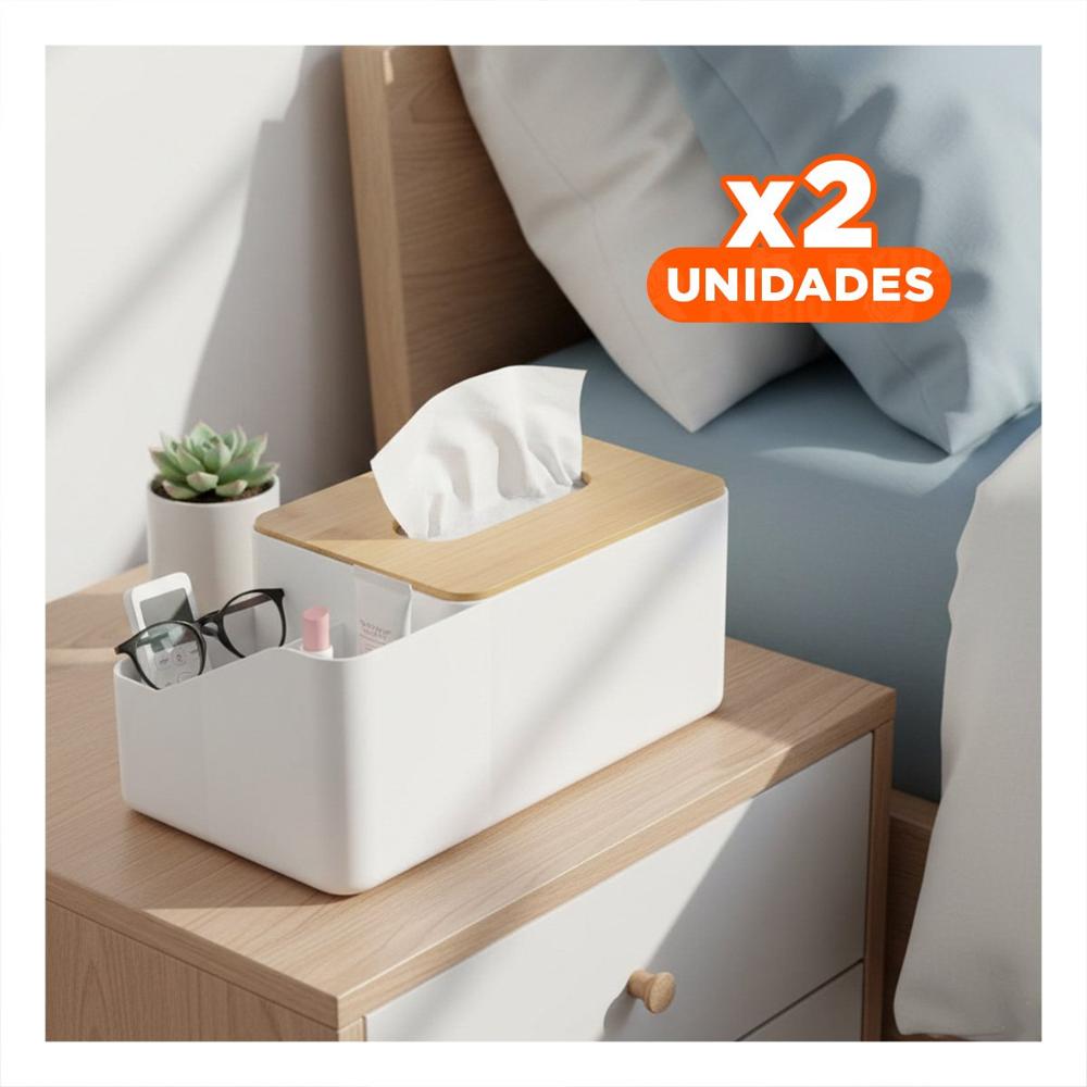 Pack2 Caja para Servilletas Multifuncional Practica Comoda y Segura Blanco YRegalo Sticker