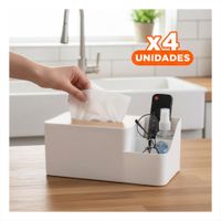 Pack4 Porta Objetos Multifuncional para Servilletas  Ligero y Comodo Blanco