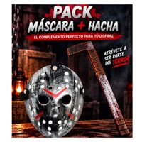 Pack de Máscara Terror Viernes 13 Plateado con Accesorio Halloween Fiesta Cosplay
