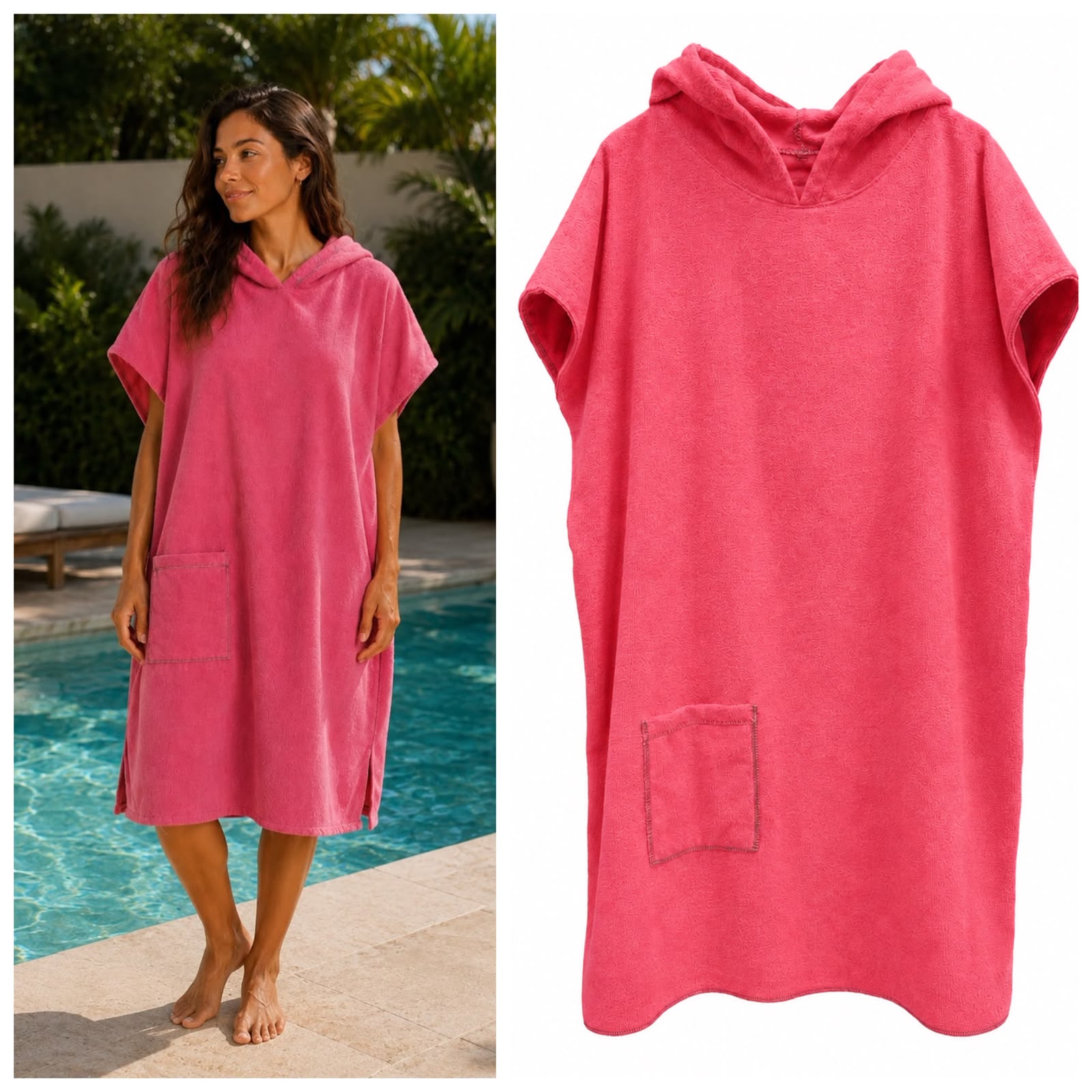 Toalla Cordano Poncho Adulto Fucsia Talla L Unisex
