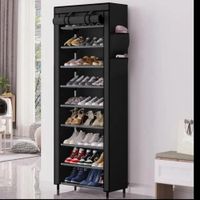 Organizador de Zapatos Armable Zapatera de 9 Niveles con Funda Negro