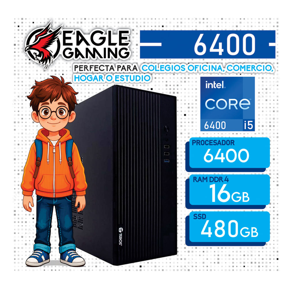 PC DE OFICINA INTEL CORE I5 6400 16GB RAM DDR4 SSD 480GB
