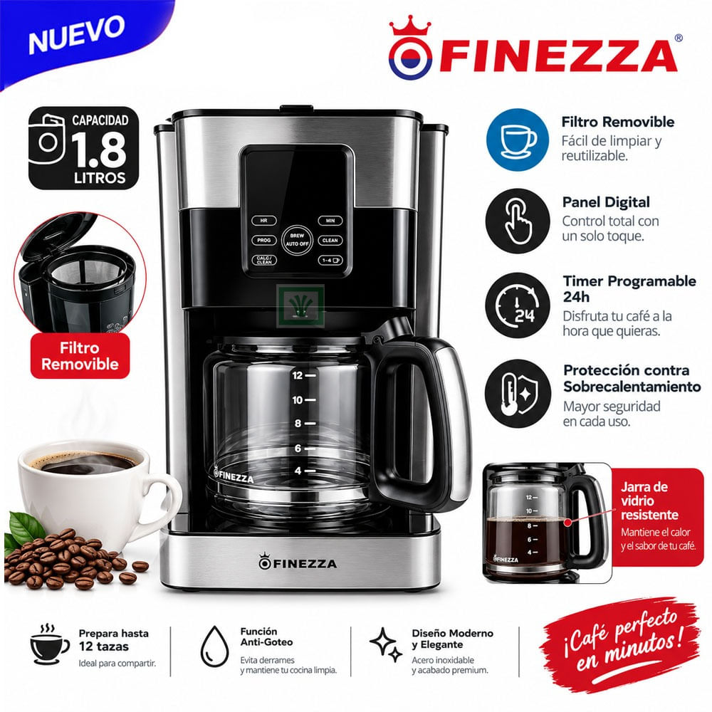 Cafetera Eléctrica FINEZZA CK-676DI 1.8 Lts