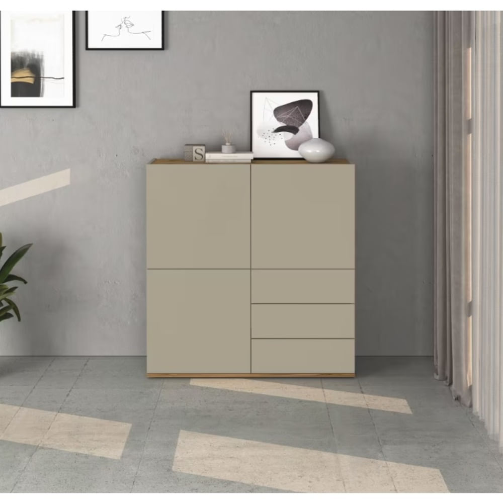 Aparador Moderno Mat 3 Puertas 3 Cajones Taupe y Duna RyR MUEBLES