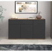 Aparador Moderno Met 3 Puertas 1 Cajón Negro y Duna RyR MUEBLES