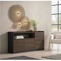 Aparador Moderno Arlon 3 Puertas Negro y Marrón RyR MUEBLES