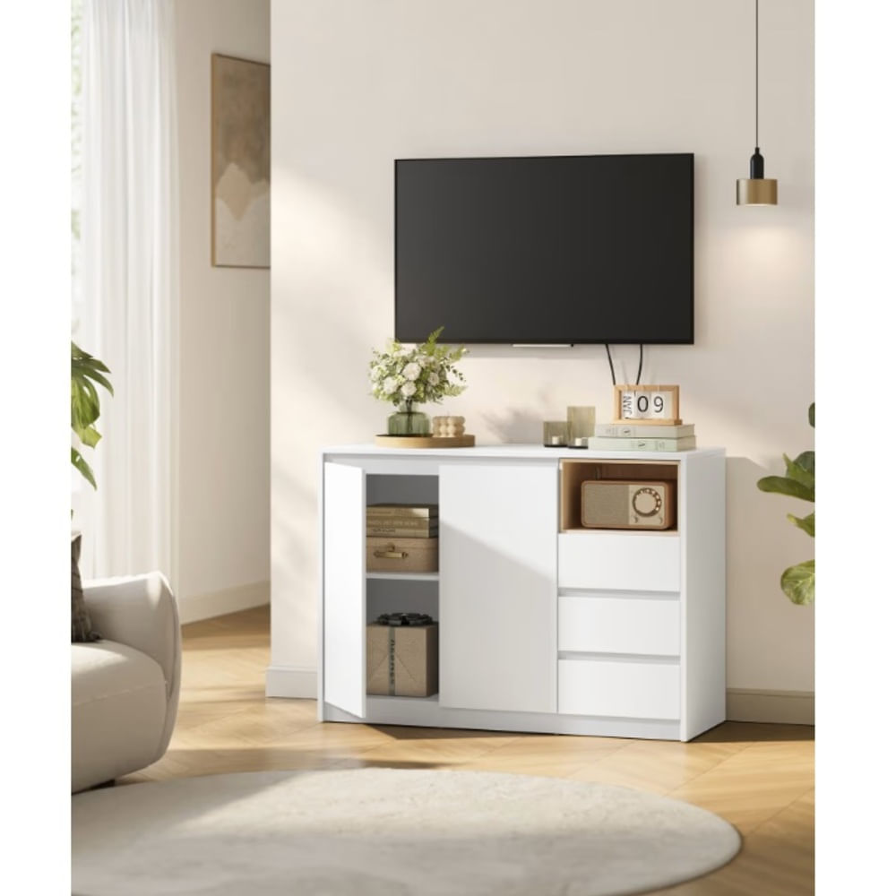 Aparador Moderno Javiera Blanco y Duna 103 cm RyR MUEBLES