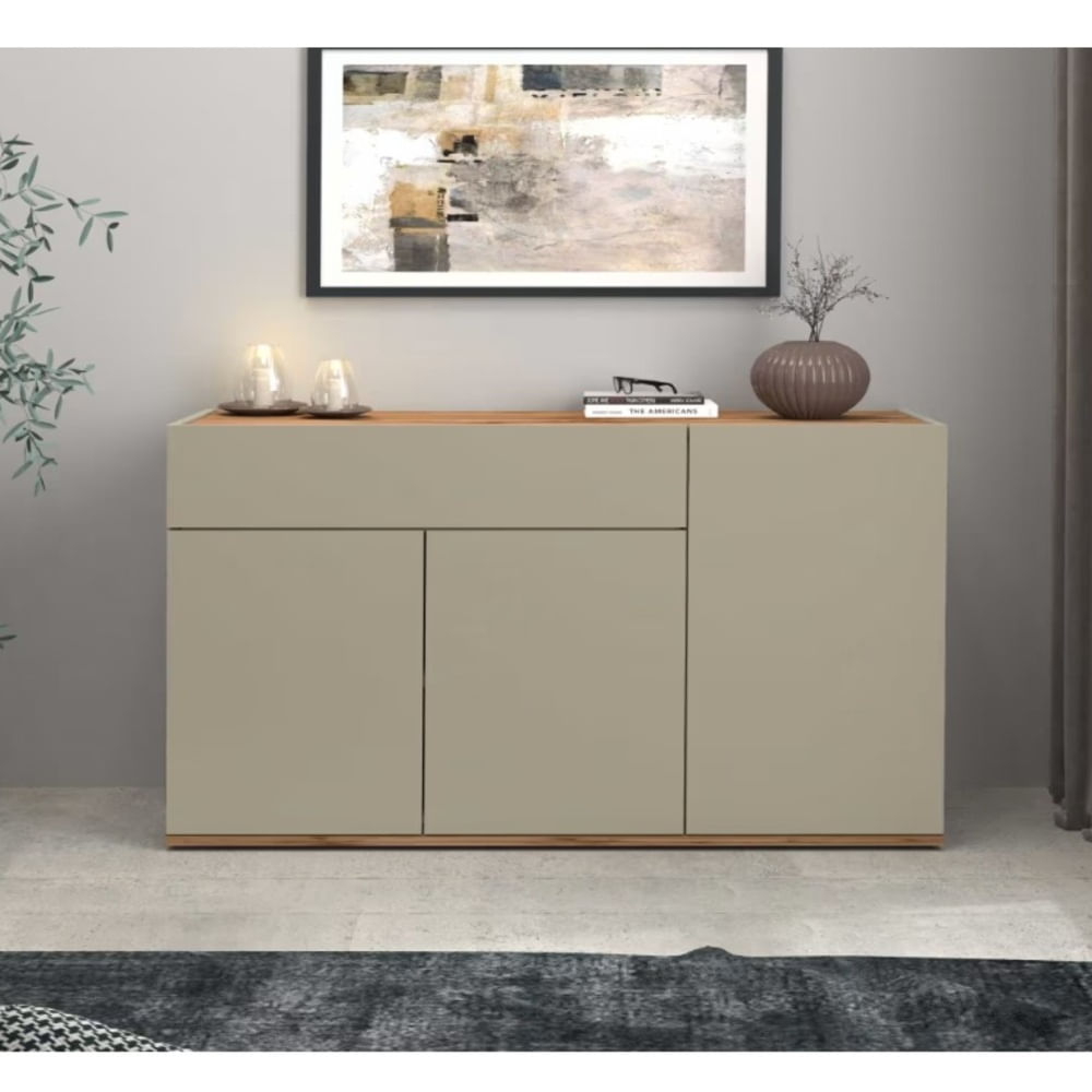 Aparador Moderno Met 3 Puertas 1 Cajón Taupe y Duna RyR MUEBLES
