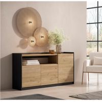Aparador Moderno Arlon 3 Puertas Negro y Duna RyR MUEBLES