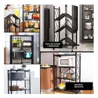 Modulo Plegable de Metal con 4 Niveles Negro para Ordenar Ambientes del Hogar