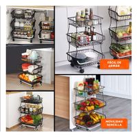 Organizador de 3 Niveles para Cocina en Acero Color Negro Hogar Funcional