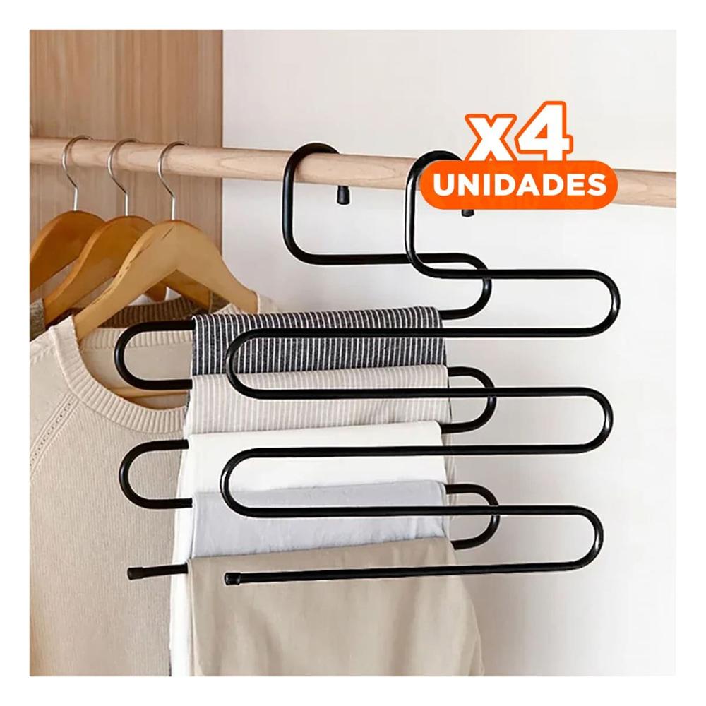 Pack4 Perchero Tipo S para Colgar y Optimizar Rincón Negro YPapel Regalo