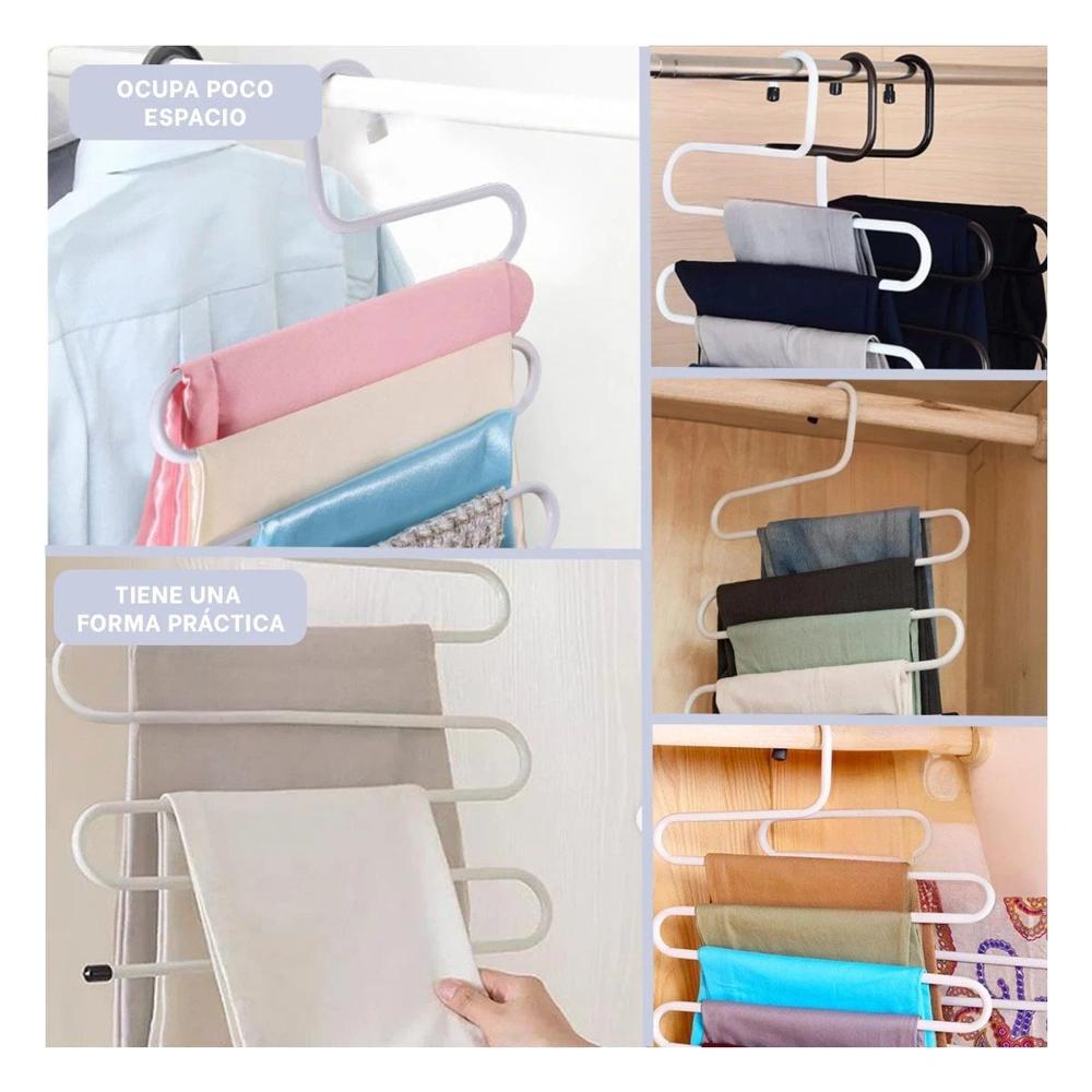 Soporte Multifuncional Tipo S para Ropa Plastico Resistente Blanco Plus