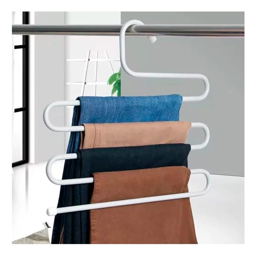 Soporte Multifuncional Tipo S Diseno Moderno para Ropa Blanco Hogar Max YRegalo Sticker
